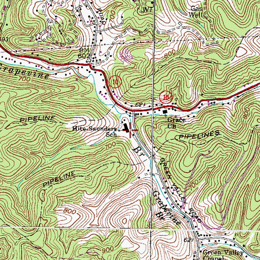 Topographic Map of Hite - Saunders Elementary School, WV