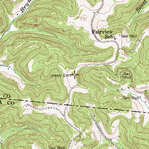 Topographic Map of Hively Cemetery, WV