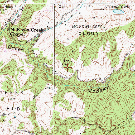 Topographic Map of Hively Cemetery, WV