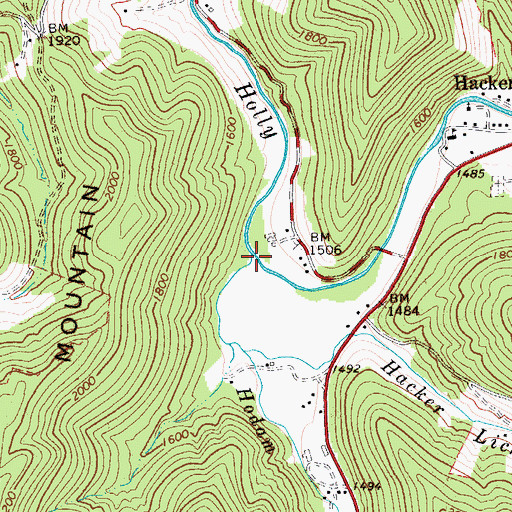 Topographic Map of Hodam Creek, WV