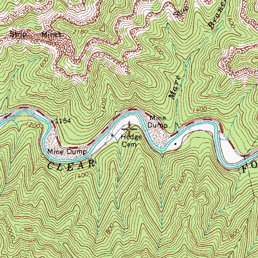 Topographic Map of Hodge Cemetery, WV
