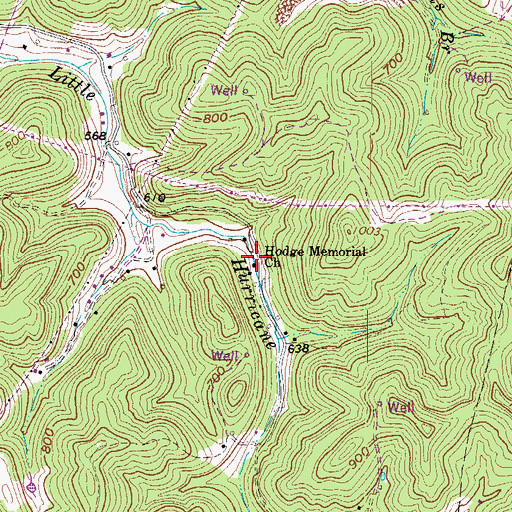 Topographic Map of Hodge Memorial Church, WV