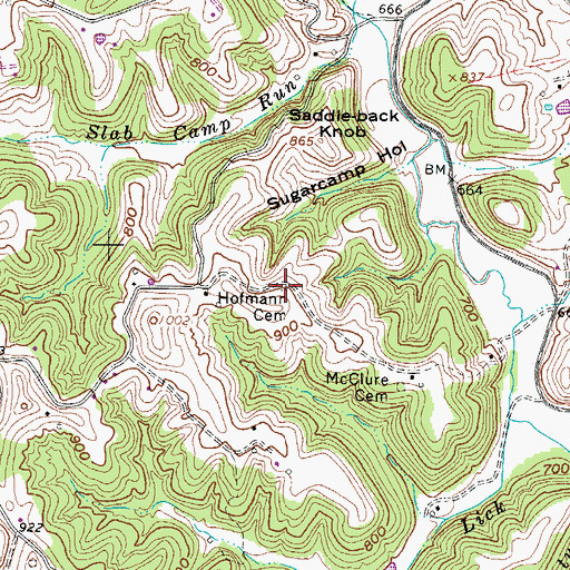 Topographic Map of Hofmann Cemetery, WV