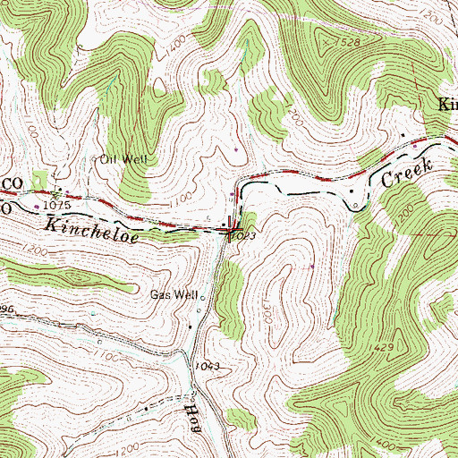 Topographic Map of Hog Camp Run, WV