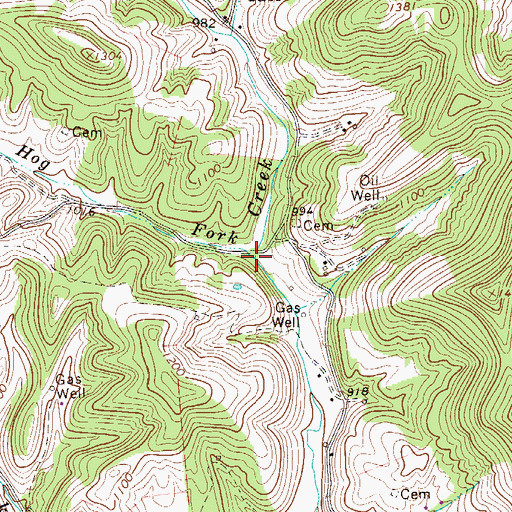 Topographic Map of Hog Fork, WV