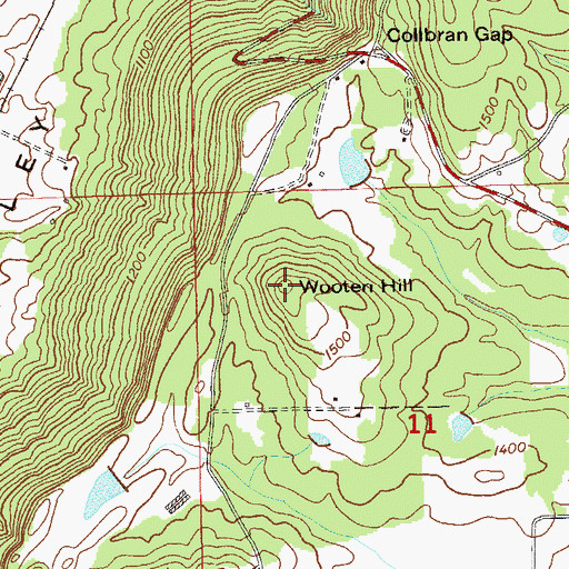 Topographic Map of Wooten Hill, AL