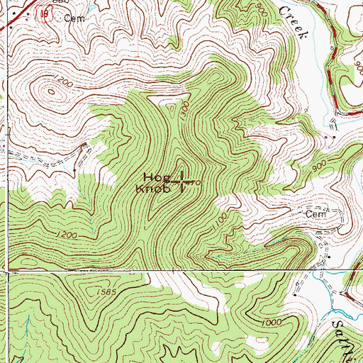 Topographic Map of Hog Knob, WV