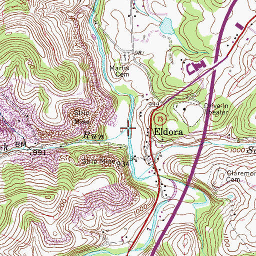 Topographic Map of Hog Lick Run, WV