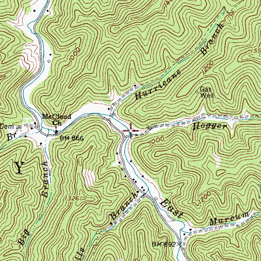Topographic Map of Hogger Branch, WV
