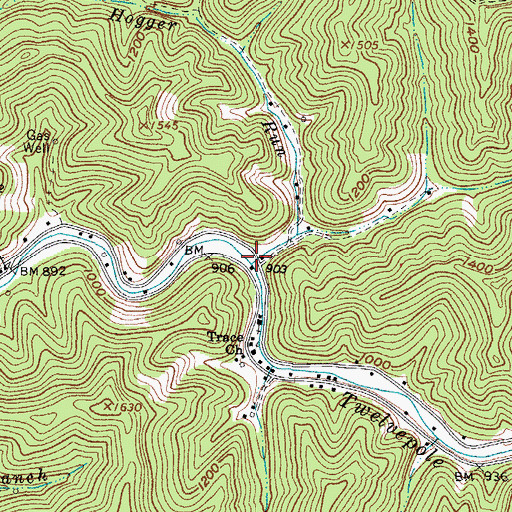 Topographic Map of Hogger Run, WV