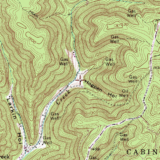 Topographic Map of Hogpen Hollow, WV