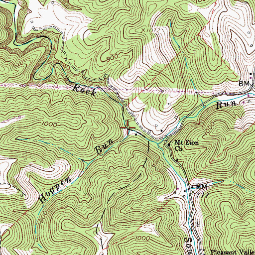 Topographic Map of Hogpen Run, WV