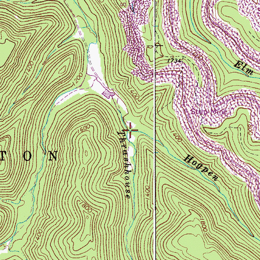 Topographic Map of Hogpen Run, WV