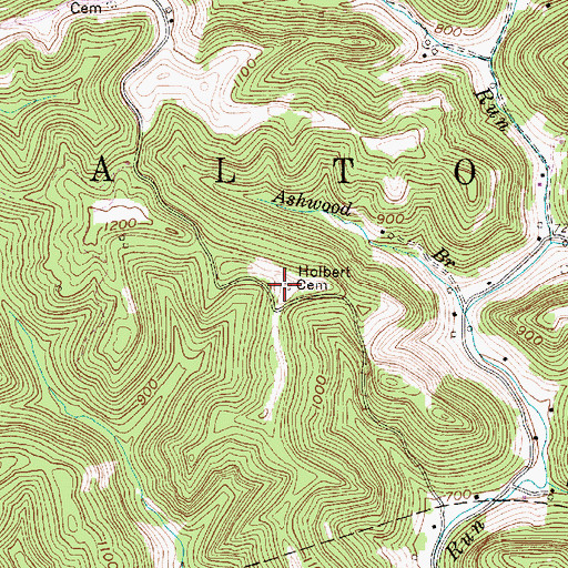 Topographic Map of Holbert Cemetery, WV