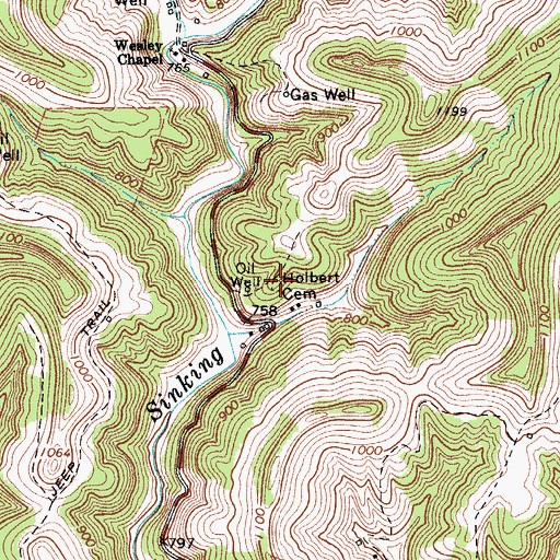 Topographic Map of Holbert Cemetery, WV