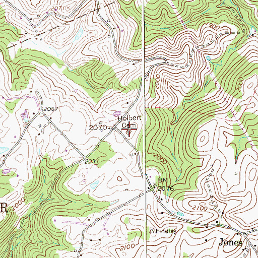 Topographic Map of Holbert Cemetery, WV