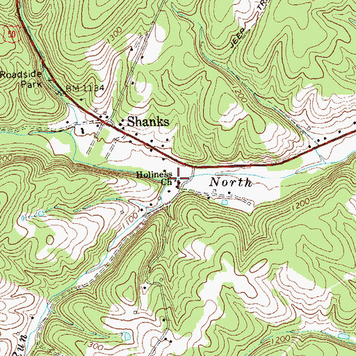 Topographic Map of Holiness Church, WV
