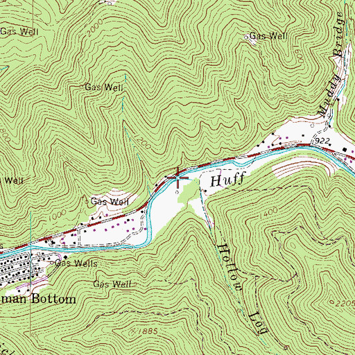 Topographic Map of Hollow Log Branch, WV