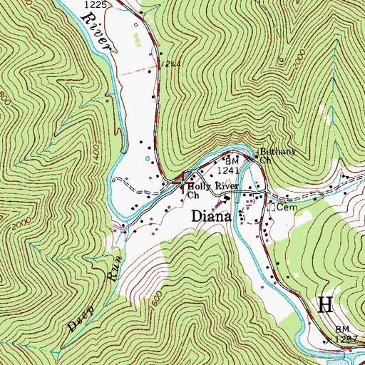 Topographic Map of Holly River Church, WV