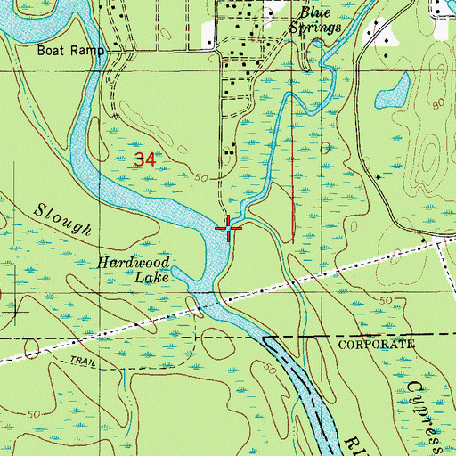 Topographic Map of Wrights Creek, FL