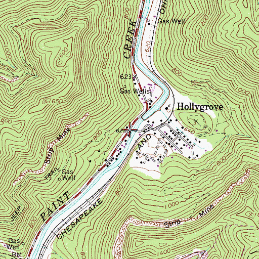 Topographic Map of Hollygrove, WV