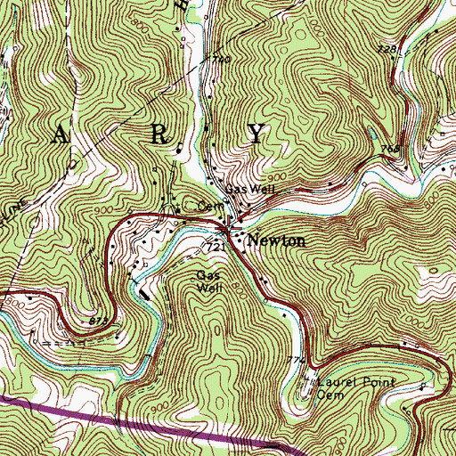 Topographic Map of Hollywood Run, WV