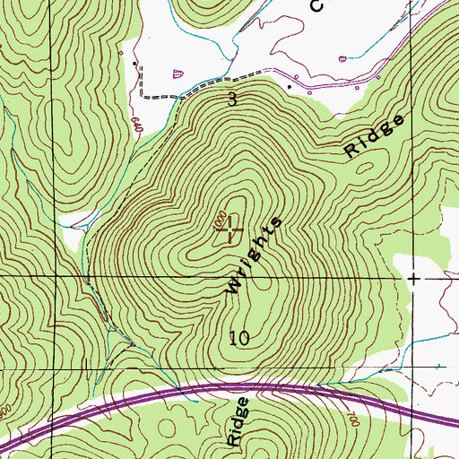 Topographic Map of Wrights Ridge, AL