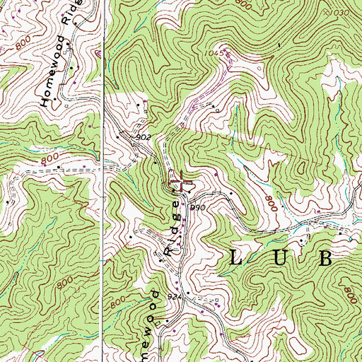 Topographic Map of Homewood Ridge, WV