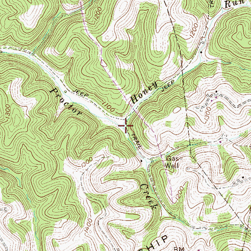 Topographic Map of Honey Run, WV