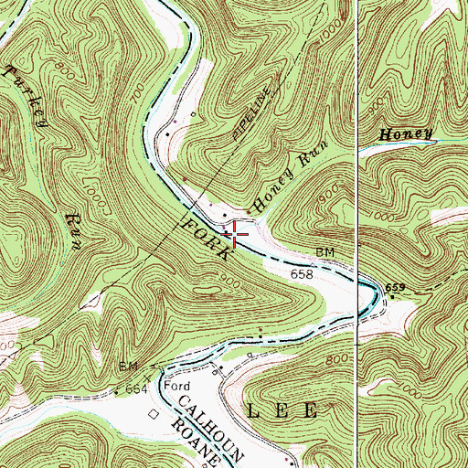 Topographic Map of Honey Run, WV