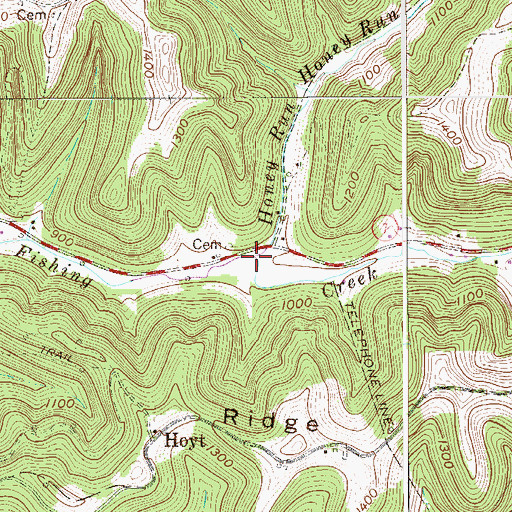 Topographic Map of Honey Run, WV