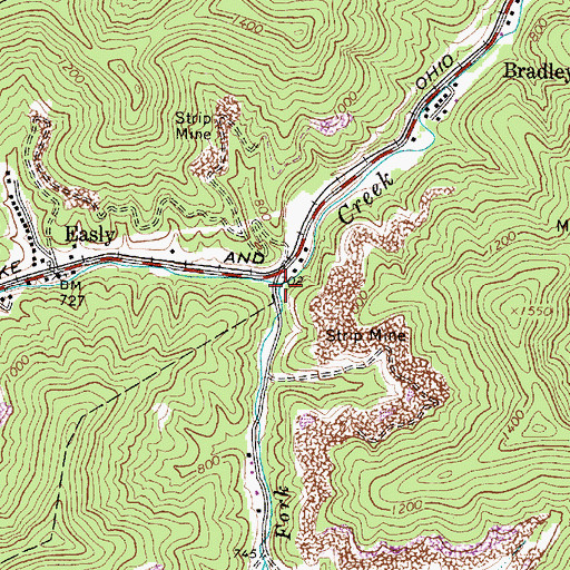 Topographic Map of Honeycamp Fork, WV