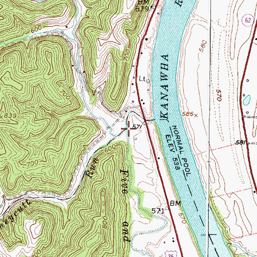 Topographic Map of Honeycutt Run, WV