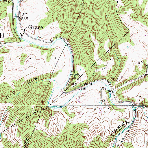 Topographic Map of Hooam Cemetery, WV