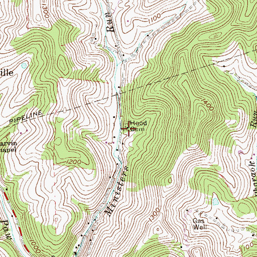 Topographic Map of Hood Cemetery, WV