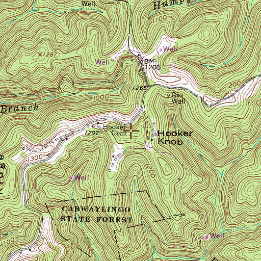 Topographic Map of Hooker Cemetery, WV