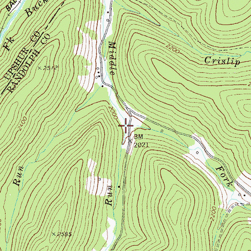 Topographic Map of Hooker Run, WV