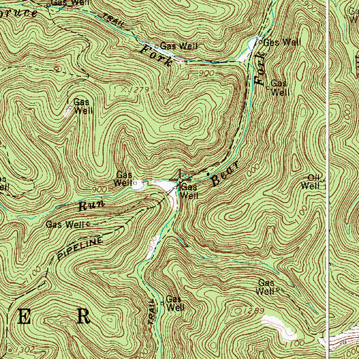 Topographic Map of Hooppole Run, WV