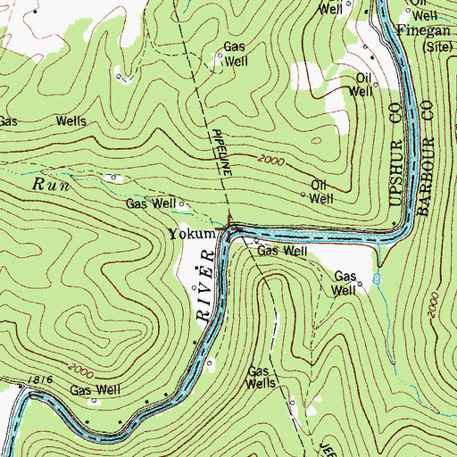 Topographic Map of Hooppole Run, WV