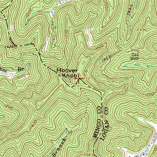 Topographic Map of Hoover Knob, WV
