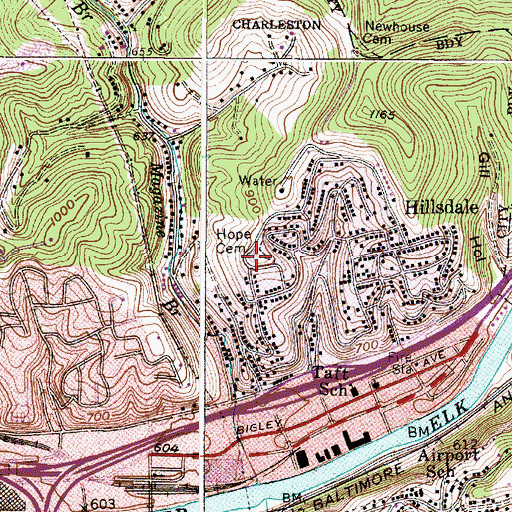 Topographic Map of Hope Cemetery, WV