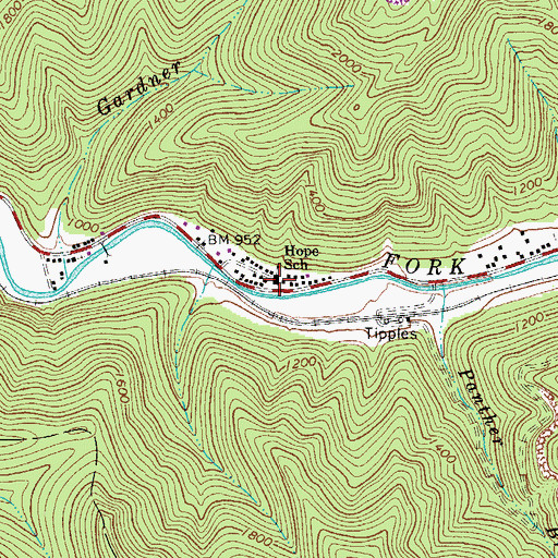 Topographic Map of Hope School (historical), WV