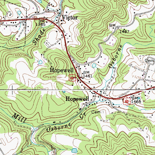 Topographic Map of Hopewell, WV