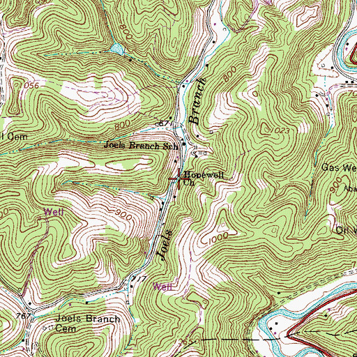 Topographic Map of Hopewell Church, WV