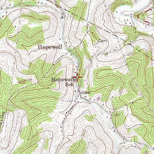 Topographic Map of Hopewell School (historical), WV