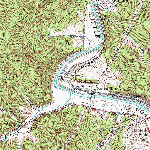 Topographic Map of Hopkins Cemetery, WV