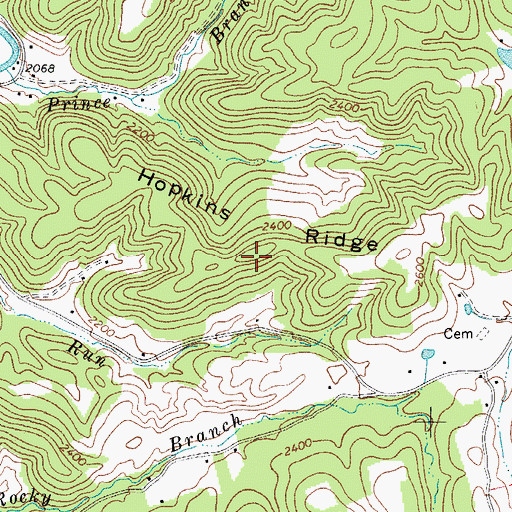Topographic Map of Hopkins Ridge, WV