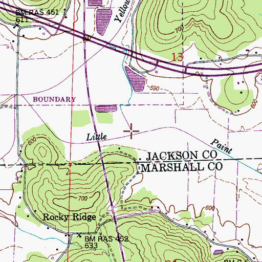 Topographic Map of Yellow Branch, AL