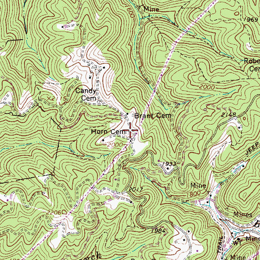 Topographic Map of Horn Cemetery, WV