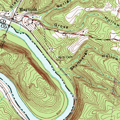 Topographic Map of Horn Cemetery, WV